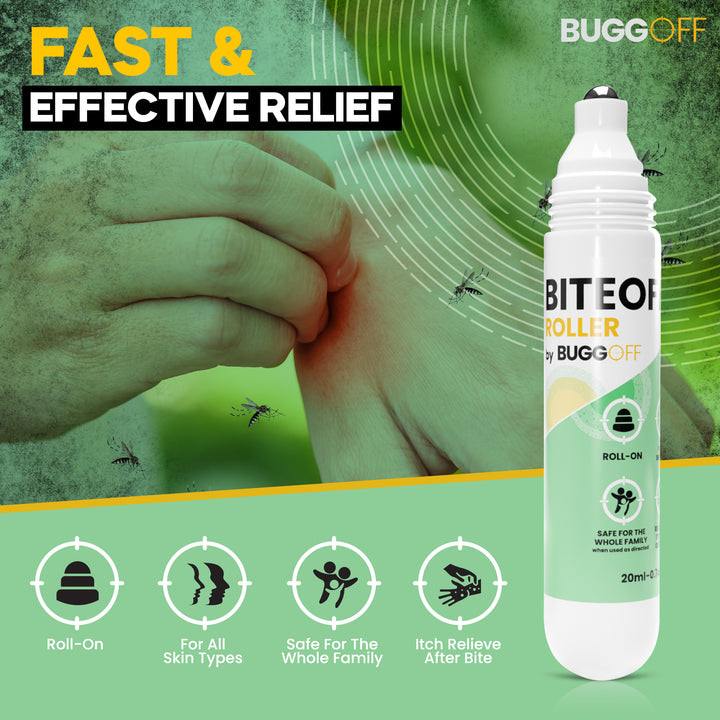 Bolígrafo roll-on para aliviar picaduras de insectos BITEOFF by BUGGOFF de 20 ml: ingredientes totalmente naturales