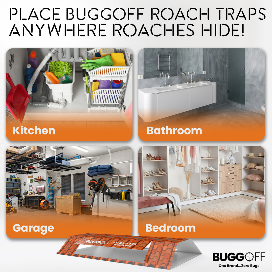 Roach House Cockroach Baited Sticky Traps, No Chemicals or Pesticides!